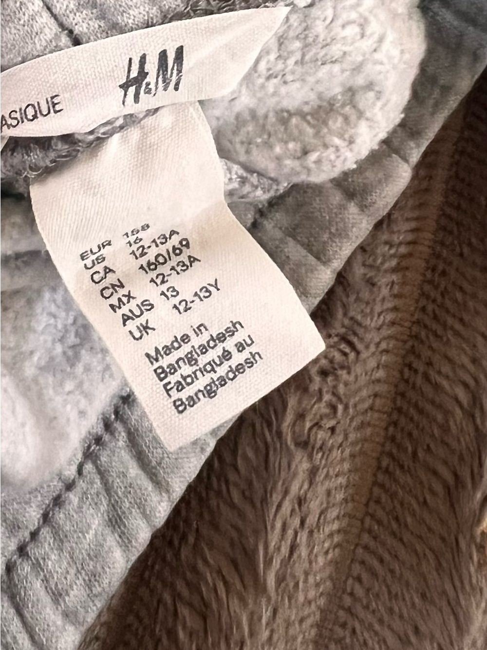 H&M Kids Fleece-Lined Joggers in Light Gray and Taupe